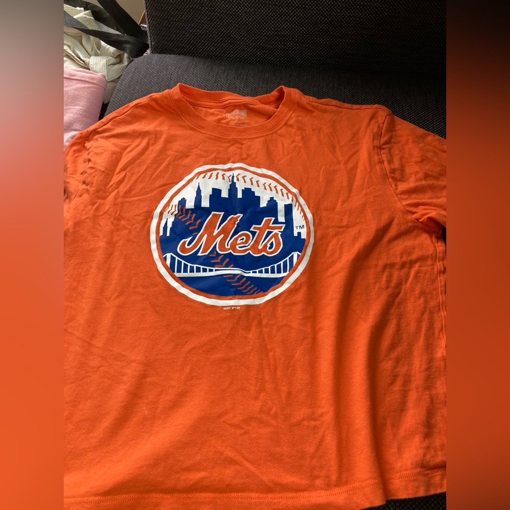 Authentic New York Mets cropped Orange tee shirt size smalll Tailgate brand